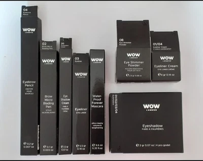 WOW EYE MAKEUP BUNDLE - 8 Pcs MASCARA EYESHADOW EYELINER EYEBROW PEN EYE SHIMMER - Image 1 of 4