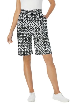 Pantalón corto tejido cintura elástica talla grande Woman Within Foto 1 de 4