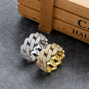 1 pz S925 Argento Sterling con 5,4 CT Moissanite American Street Hip Hop Cuban Rin - Foto 1 di 6