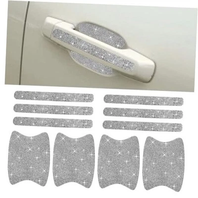Protector de manija de puerta de coche Bling 10 PIEZAS, cristal estrás antiarañazos blanco Foto 1 de 4