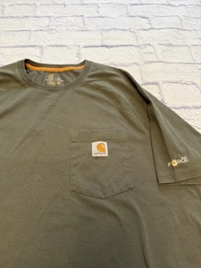 Carhartt Force Large Tall Relaxed Fit kurzärmliges grünes T-Shirt mit Tasche – gebraucht, in einwandfreiem Zustand - Bild 1 von 10