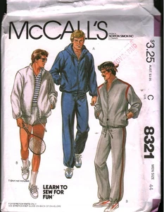 8321 Vintage McCalls Schnittmuster Herren 80er Jahre Jacke Hose kurz Stretch Strick - Bild 1 von 2