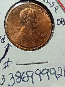 1990P Lincoln Memorial Cent AU/RD Struck Through "Liberty" - Picture 1 of 2