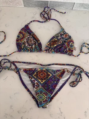 Luli Fama Bikini Set Multicolor Top L Bottom M New No Tags - Image 1 of 4