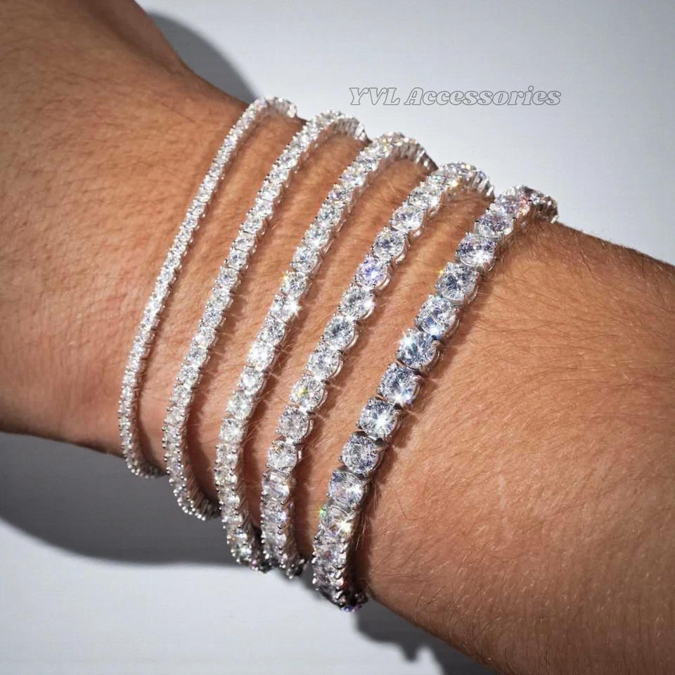 Pulsera Tenis Moissanite 4mm - VVS1 HELADO - Certificado GRE + Pasa Probador ✅ Foto 1 de 4