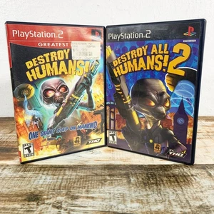 Destroy All Humans! 1 & 2 (PlayStation PS2) CIB Complete w/ Manuals - Picture 1 of 3