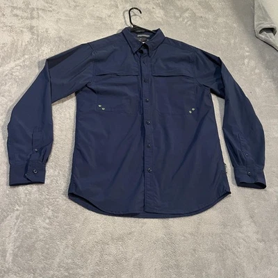 ExOfficio Shirt Mens Medium Navy Blue Long Sleeve Button Front Hiking Travel - Image 1 of 4