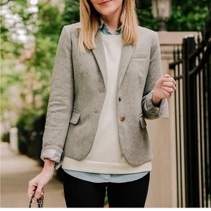 J Crew Mercantile Blazer Jacke grau Wollmischung goldene Wappenknöpfe - Bild 1 von 7