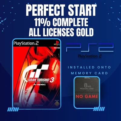 Gran Turismo 3 GT3 A Spec Save PS2 Memory Card Unlocked 100% Completed Saves - Image 1 of 2