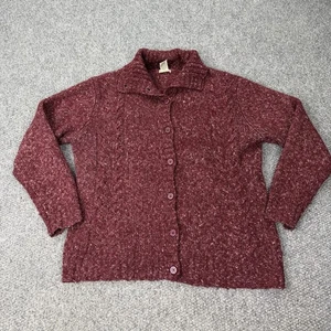 Suéter LL Bean para mujer XL rojo jaspeado tejido botón delantero cárdigan mezcla de lana - Imagen 1 de 6