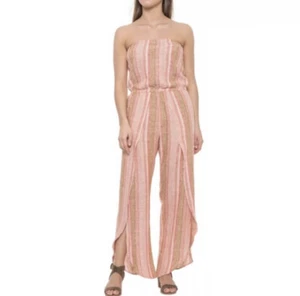 NWT / $221 ~ Drew Emerson Anthropologie Linen Strapless Split Leg Jumpsuit / M - Picture 1 of 5