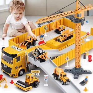 Construction Truck Toys Set w/Crane, Excavator, Forklift, Bulldozer for 3+ Kids - Picture 1 of 9