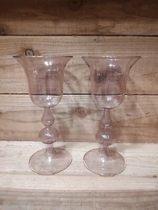 Hand Blown Tall Wine Glasses, Pale Purple - Picture 1 of 7