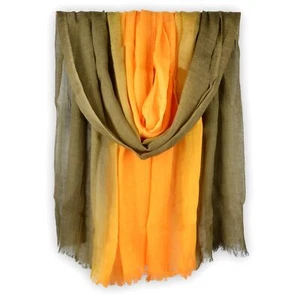 Two-tone Linen Scarf for Women Lightweight Summer Wrap Cotton Shawl 75"x35" - Picture 1 of 7
