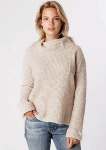Free People Sidewinder Womens S Small Wool Waffle Knit Sweater Oatmeal Beige - Picture 1 of 10