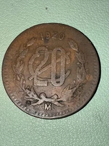1920 Mo Mexico 20 Centavos Bronze Coin KM# 437 - Picture 1 of 4