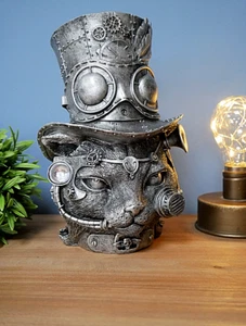New Steampunk Cat's Head Home Ornament Unique Industrial Style Sculpture Gift - Picture 1 of 6