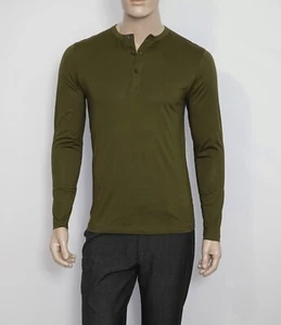 $125 Theory Long Sleeve Henley in Dark Olive Size Small 100% Pima Cotton - Picture 1 of 7