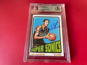 Lenny Wilkens HOF 1972-73 Topps Card Signed Auto Beckett BAS - Picture 1 of 2
