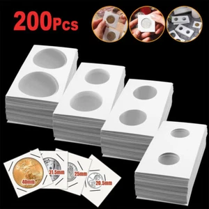 200pcs 4 Sizes Coin Holder Cardboard Mylar Paper Flip for Collection Album Book - Picture 1 of 9
