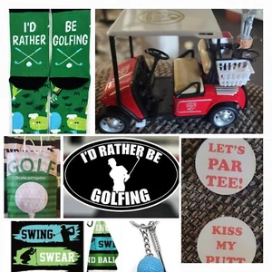 Golf Novelties For Men/Teen: Socks,Cart ,Towel, Ball Marker, Ball & Tee Holder - Picture 1 of 13