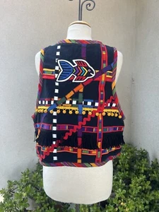 Vtg Boho Vest Art To Wear Patchwork Sz OS By Bazaar Del Mundo - Picture 1 of 10
