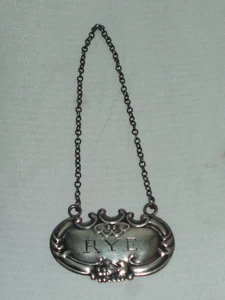 Vintage WALLACE Sterling Silver DECANTER Liquor Bottle RYE Tag Label - Picture 1 of 3