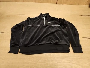 Nike Women Large Black Full Zip Velvet Velour Track Jacket Sweater Soft Y2K - Picture 1 of 9