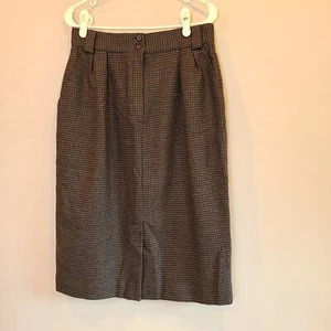 Vintage Christian Dior Skirt Wool Pencil Pleated Pockets Womens 14 - Picture 1 of 9