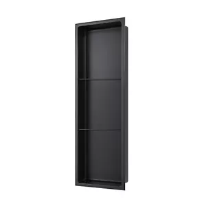 Stilform Wall Niche 90 x 30 Black Matt Stainless Steel with 2 Shelves Shower Tray - Picture 1 of 3
