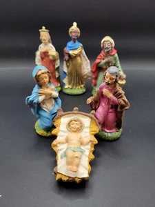 Juego De Colección De 6 Belenes Italianos De Papel Maché Incluyendo María José Jesús Sabios - Imagen 1 de 8