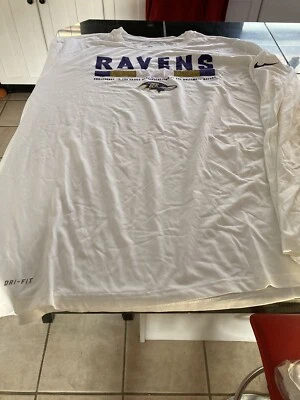 CAMISA DE MANGA LARGA PARA HOMBRES NFL NIKE DRI FIT BALTIMORE RAVENS BLANCA 3XL NUEVA CON ETIQUETAS  Foto 1 de 4