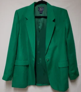 Women’s Charter Club 100% Linen Kelly Green Classic Career Blazer Size 10 NWOT - Picture 1 of 13