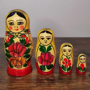 Russische verschachtelte Puppen Vintage 4 Stück abgestufte Holzmatroschka - Bild 1 von 9