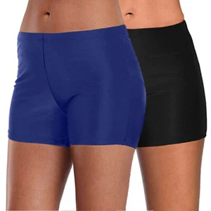 Damen-Badeshorts Mit Hoher Taille Bikinihose Strandshorts Badeanzug → - Picture 1 of 17