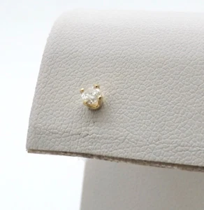 14k Gold Round Natural Diamond Stud Single Earring One - Picture 1 of 4
