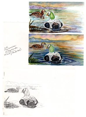 RW59 Spectacled Ider Duck 1992 HAND-PAINTED PROOFS & Essays Doris Gold - Image 1 of 3