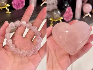 Sell in SET: Natural Rose Quartz Bracelet + Heart Crystal “Stone of Love” - Picture 1 of 1