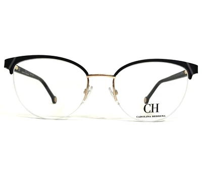 Carolina Herrera Eyeglasses Frames VHE126K COL.0302 Black Round 53-18-135 - Image 1 of 4