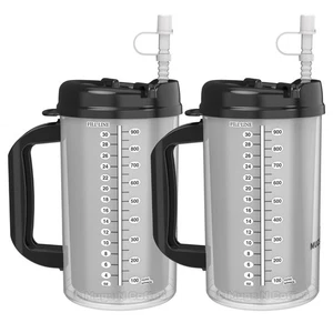 32 oz Hospital Mugs 2-Pack – Black – Insulated Cold Drink Travel Mugs – BPA-Free - Picture 1 of 5
