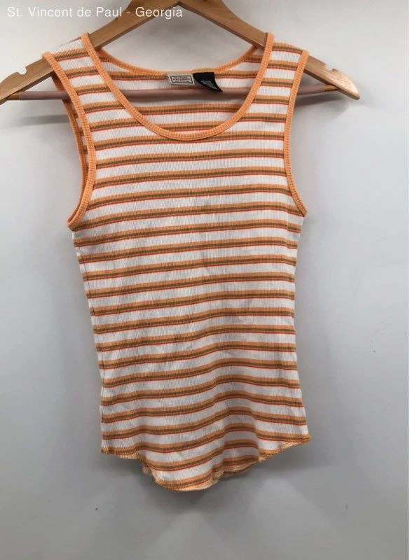 Arizona Orange Stripe Y2K 100% Cotton Summer Tank Top - Size M - Изображение 1 из 4