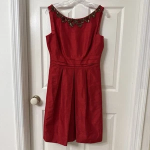 Kay Unger NY Women’s Red Dress Sz 10 Beaded Embellish Lined - Picture 1 of 21