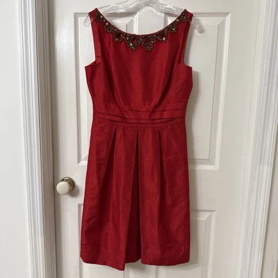 Vestido rojo para mujer Kay Unger NY talla 10 forrado con adornos con cuentas Foto 1 de 4