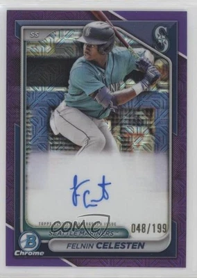 2024 Bowman Chrome Prospect Mega Box Purple Refractor /199 Felnin Celesten Auto - Image 1 of 2