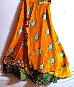 Incredible-art Vintage Silk Sari Magic Wrap Skirt Reversible Double Layer skirt, - Picture 1 of 6
