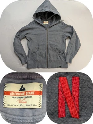 American Giant Netflix Employee Hoodie Womens XL Gray Full Zip USA Sweatshirt  - Image 1 of 4