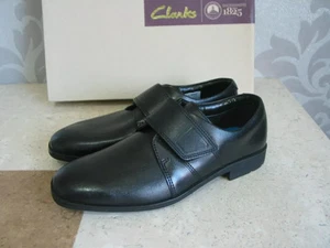 NEW CLARKS REMI FLY OLDER BOYS BLACK LEATHER SCHOOL SHOES SIZE 13 G - Picture 1 of 5