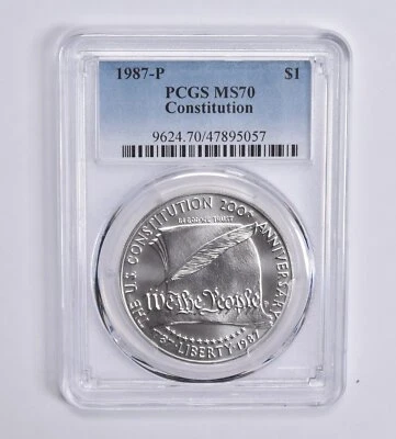 MS70 1987-P Constitution Commemorative Dollar PCGS Blue Lbl - Image 1 of 4