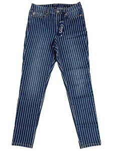 Chaps Women 10/30 High Rise Skinny Jeans White Striped Ladies Dark Wash Blue NWT - Picture 1 of 16