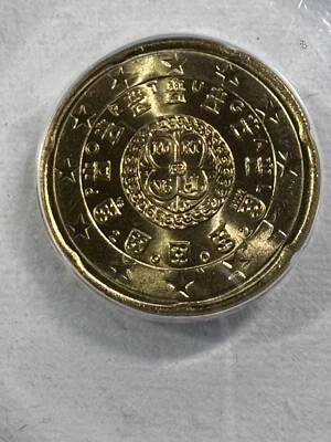 2002 Portugal 20 Cents Graded MS 65 by ANACS - Image 1 of 4